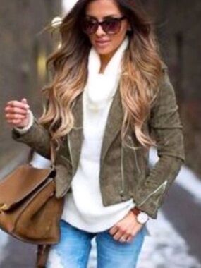 SL8 Olive Leather Biker Jacket